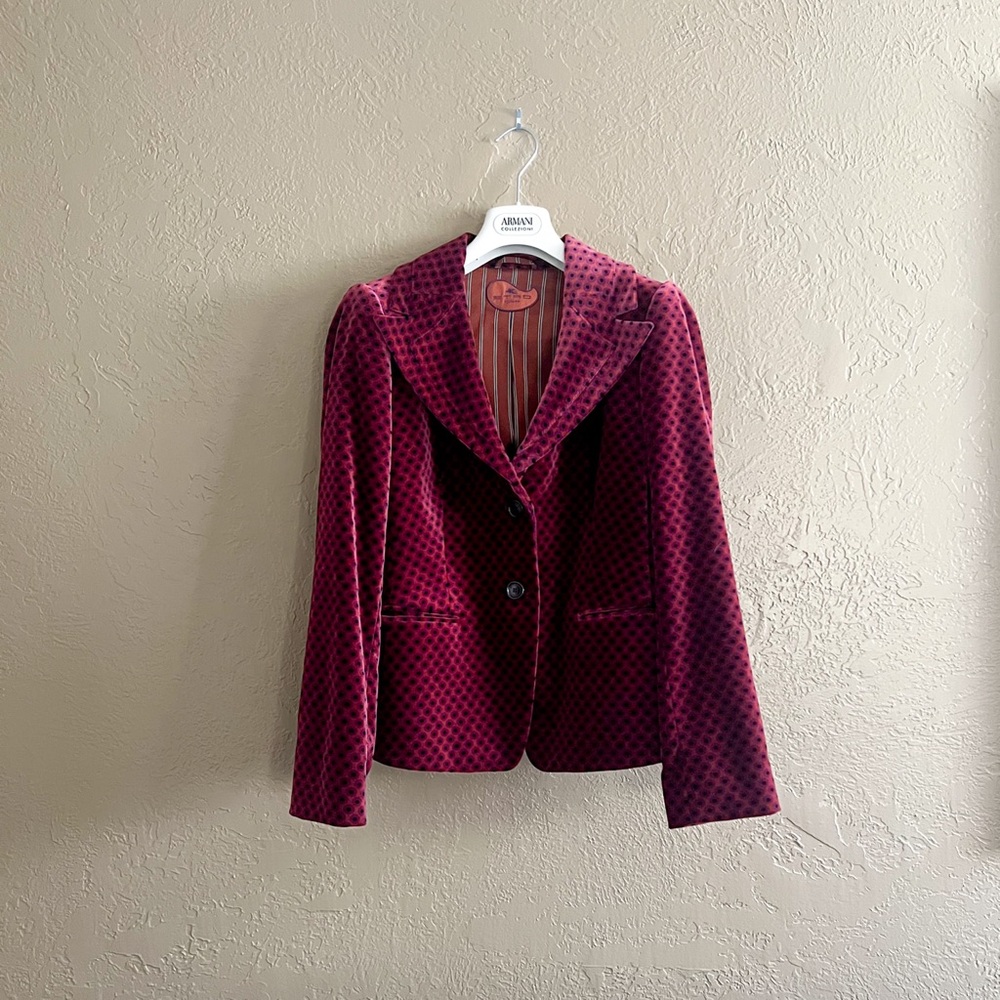 A Very Mick Jagger Etro Burgundy Velvet Jacket Eu 46 / 10